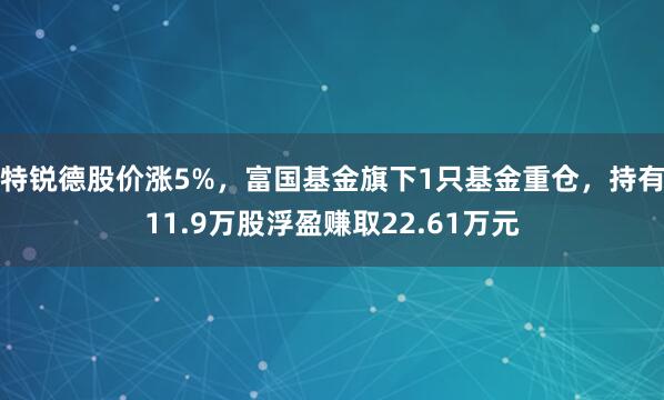 特锐德股价涨5%，富国基金旗下1只基金重仓，持有11.9万股浮盈赚取22.61万元